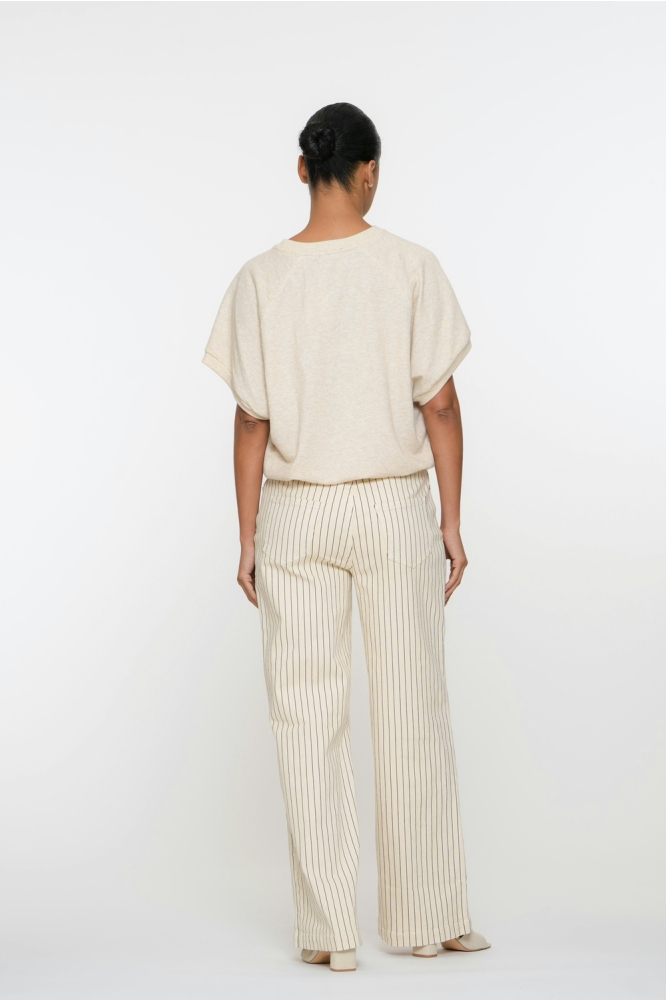 WIDE LEG JEANS PINSTRIPE 51025 10 Ecru/Indigo
